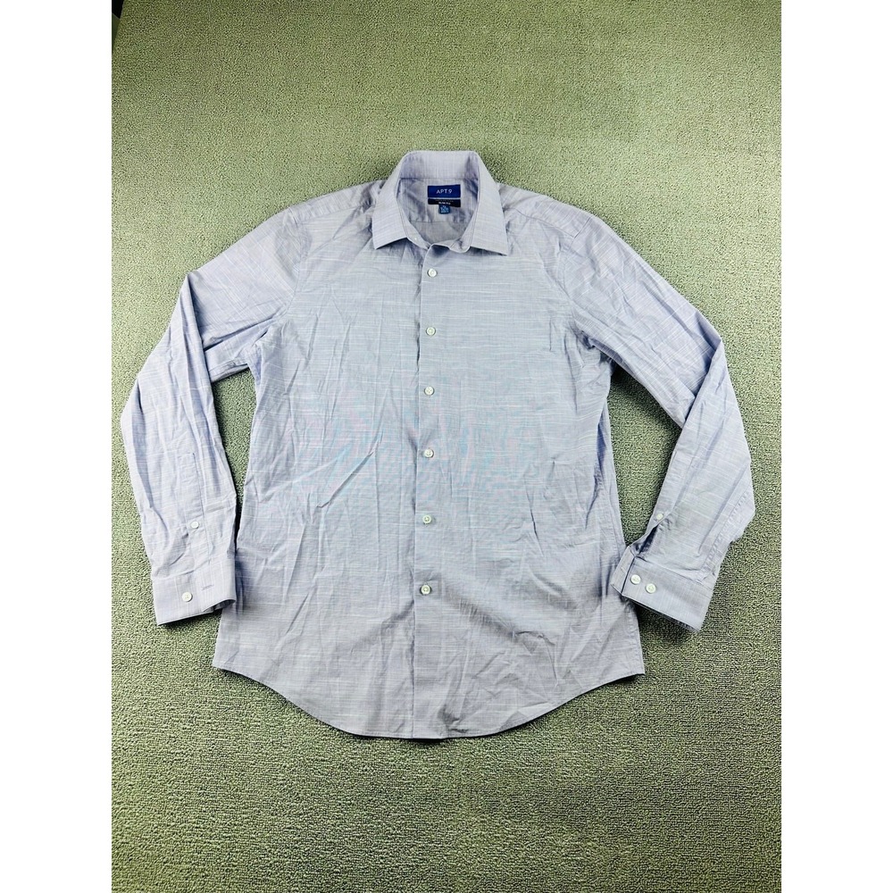 Apt 9 Button-Down Shirt Men M Purple Slim Cotton Blend Long Sleeve Preppy Office